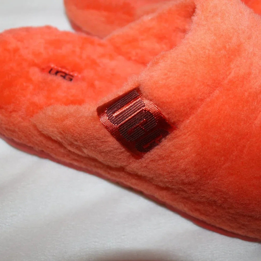 NIB UGG MEN'S FLUFF YOU‎ SLIP ON FUR SLIPPERS ORANGE